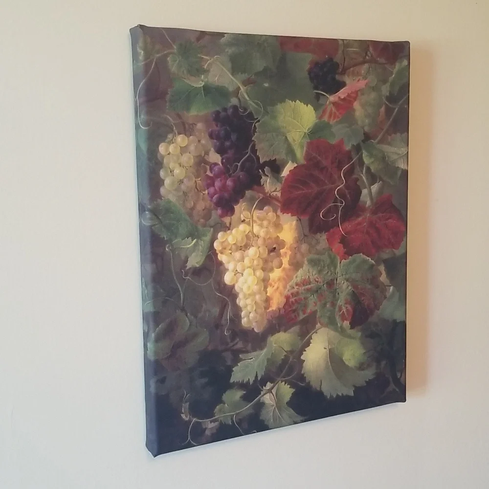PRINT ON CANVAS TRIBUTE TO BACCHUS GOD OF WINE GRAPES FRUIT 9 X 12 GICLE…